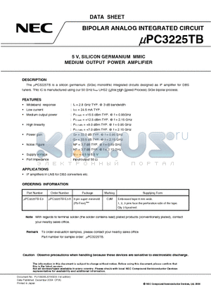 UPC3225TB-E3-A datasheet - 5 V, SILICON GERMANIUM MMIC MEDIUM OUTPUT POWER AMPLIFIER