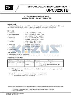 UPC3226TB datasheet - BIPOLAR ANALOG INTEGRATED CIRCUIT