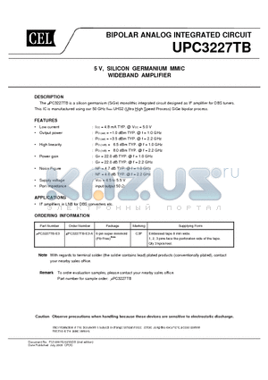 UPC3227TB datasheet - BIPOLAR ANALOG INTEGRATED CIRCUIT