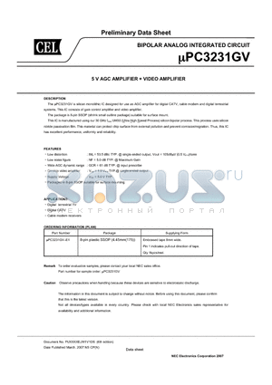 UPC3231GV-E1 datasheet - BIPOLAR ANALOG INTE