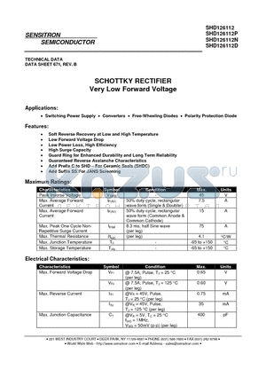 SHD126112 datasheet - SCHOTTKY RECTIFIER