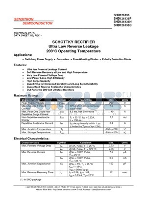 SHD126136D datasheet - SCHOTTKY RECTIFIER