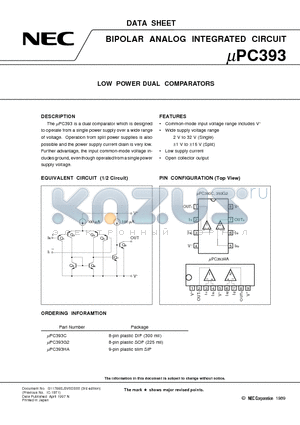 UPC393C datasheet - LOW POWER DUAL COMPARATORS