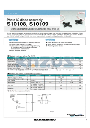 S10108 datasheet - For flame eye/using photo IC diode (RoHS compliance) instead of CdS cell