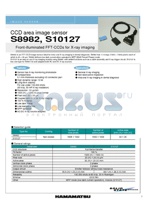 S10127 datasheet - CCD area image sensor Front-illuminated FFT-CCDs for X-ray imaging