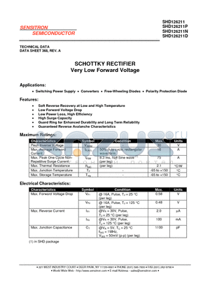 SHD126211D datasheet - SCHOTTKY RECTIFIER