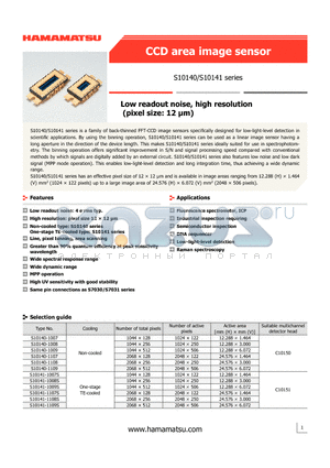 S10140-1009 datasheet - Low readout noise, high resolution (pixel size: 12 ..m)