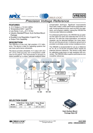 VRE505 datasheet - Precision Voltage Reference