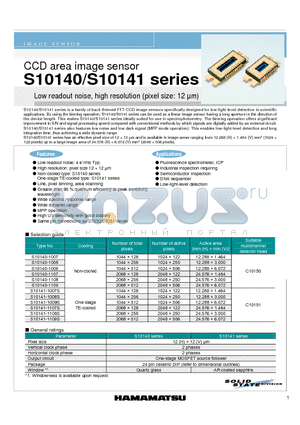 S10141-1108S datasheet - CCD area image sensor Low readout noise, high resolution (pixel size: 12 lm)