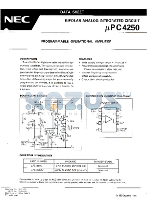 UPC4250 datasheet - PROGRAMMABLE OPERATIONAL AMPLIFIER