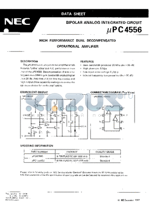 UPC4556 datasheet - HIGH PERFORMANCE DUAL DECOMPENSATED OPERATIONAL AMPLIFIER