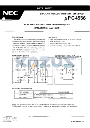 UPC4556C datasheet - HIGH PERFORMANCE DUAL DECOMPENSATED OPERATIONAL AMPLIFIER