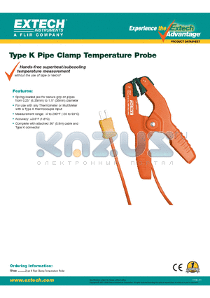 TP200 datasheet - Type K Pipe Clamp Temperature Probe