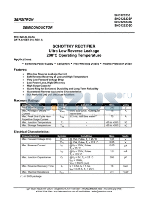 SHD126236D datasheet - SCHOTTKY RECTIFIER