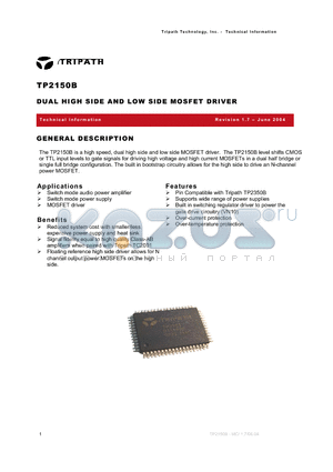 TP2150B datasheet - DUAL HIGH SIDE AND LOW SIDE MOSFET DRIVER