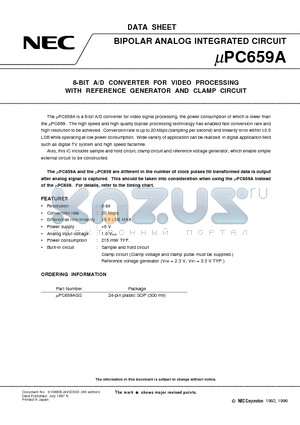 UPC659AGS datasheet - 8-BIT A/D CONVERTER FOR VIDEO PROCESSING WITH REFERENCE GENERATOR AND CLAMP CIRCUIT