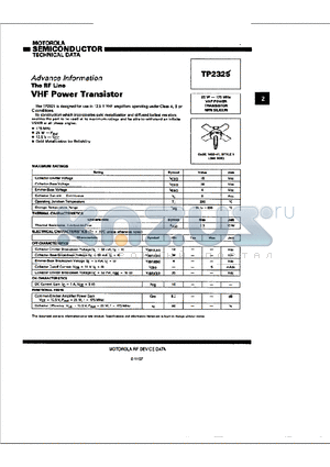 TP2325F datasheet - The RF Line VHF Power Transistor