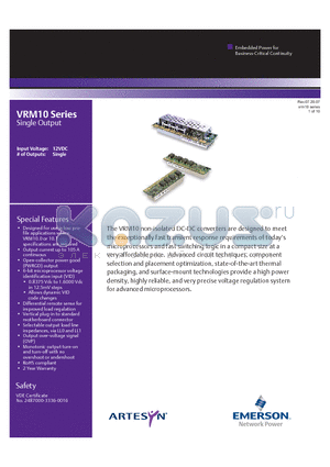 VRM10 datasheet - non-isolated DC-DC converters