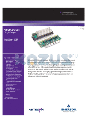 VRM64 datasheet - non-isolated dc-dc converter