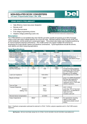 VRNB-30A07A datasheet - NON-ISOLATED DC/DC CONVERTERS