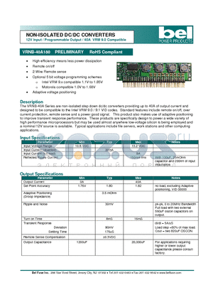 VRNB-40A18 datasheet - NON-ISOLATED DC/DC CONVERTERS