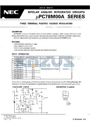 UPC78M00A datasheet - THREE TERMINAL POSITIVE VOLTAGE REGULATORS