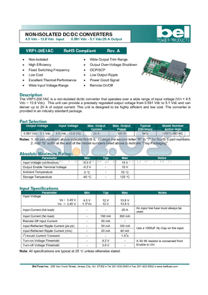 VRP1-20E1AC datasheet - NON-ISOLATED DC/DC CONVERTERS