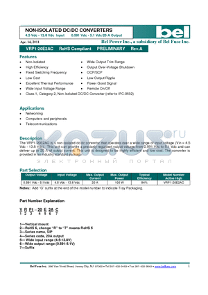 VRP1-20E2AC datasheet - NON-ISOLATED DC/DC CONVERTERS