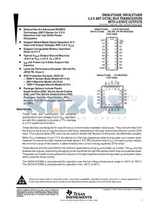 SN74LVT245B datasheet - 3.3-V ABT OCTAL BUS TRANSCEIVERS WITH 3-STATE OUTPUTS
