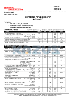 SHD218414 datasheet - HERMETIC POWER MOSFET N-CHANNEL