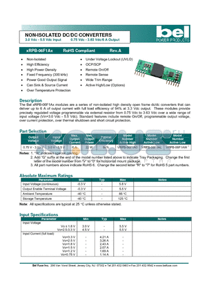 VRPB-06F1A0 datasheet - NON-ISOLATED DC/DC CONVERTERS