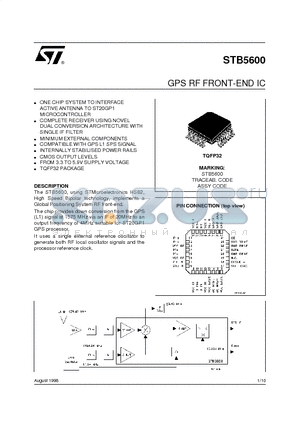 STB5600 datasheet - GPS RF FRONT-END IC
