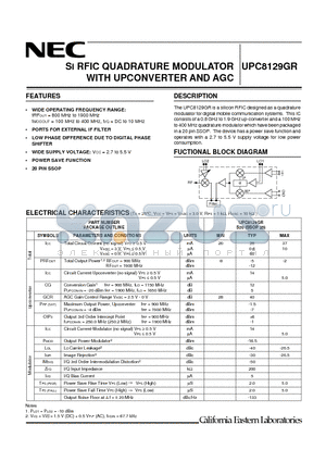 UPC8101GR datasheet - UP CONVERTER WITH AGC FUNCTION  QUADRATURE MODULATOR IC FOR DIGITAL MOBILE COMMUNICATION SYSTEMS