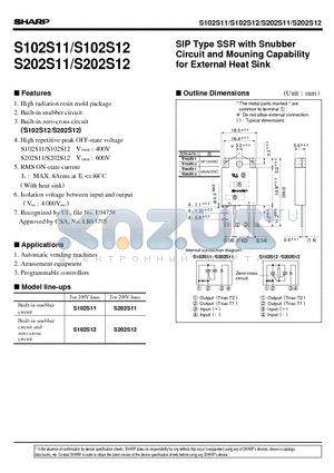 S102S12 datasheet - SIP Type SSR with Snubber Circuit and Mouning Capability for External Heat Sink