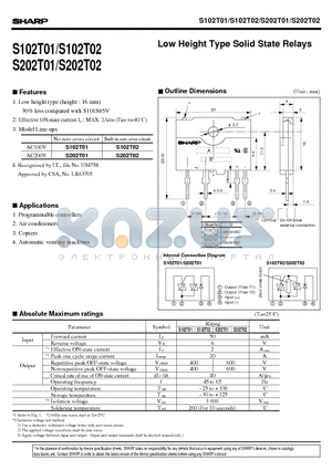 S102T01 datasheet - Low Height Type Solid State Relays