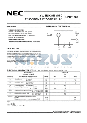 UPC8106T-E3 datasheet - 3 V, SILICON MMIC FREQUENCY UP-CONVERTER