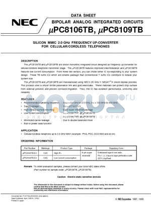 UPC8106 datasheet - SILICON MMIC 2.0 GHz FREQUENCY UP-CONVERTER FOR CELLULAR/CORDLESS TELEPHONES
