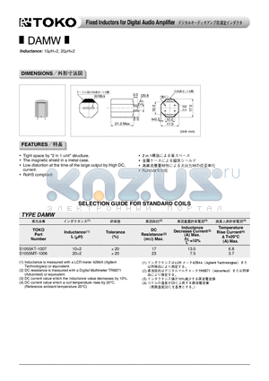 S1055MT-1006 datasheet - Fixed Inductors for Digital Audio Amplifier
