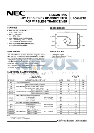 UPC8106TB datasheet - SILICON RFIC HI-IP3 FREQUENCY UP-CONVERTER FOR WIRELESS TRANSCEIVER