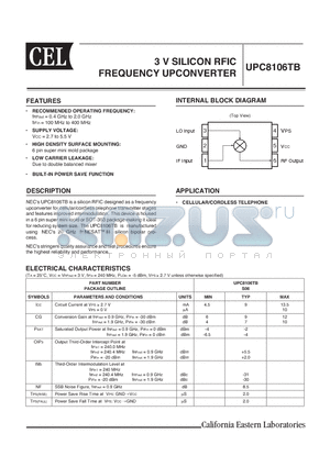 UPC8106TB datasheet - 3 V SILICON RFIC FREQUENCY UPCONVERTER