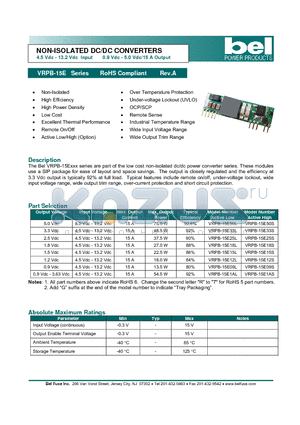 VRPB-15E09L datasheet - NON-ISOLATED DC/DC CONVERTERS