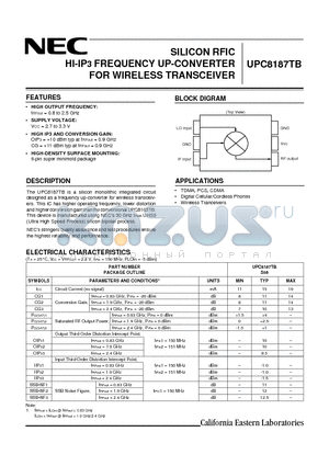 UPC8109TB datasheet - SILICON RFIC HI-IP3 FREQUENCY UP-CONVERTER FOR WIRELESS TRANSCEIVER