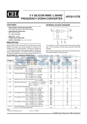 UPC8112TB datasheet - 3 V SILICON MMIC L-BAND FREQUENCY DOWN CONVERTER