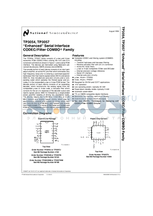 TP3054J datasheet - Enhanced Serial Interface CODEC/Filter COMBO Family