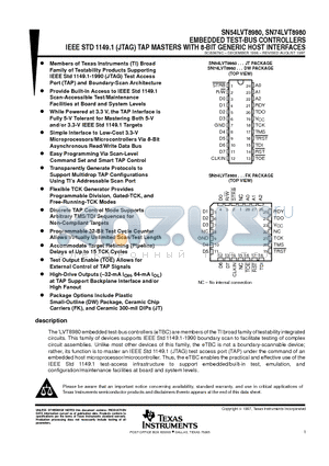 SN74LVT8980FK datasheet - EMBEDDED TEST-BUS CONTROLLERS IEEE STD 1149.1 JTAG TAP MASTERS WITH 8-BIT GENERIC HOST INTERFACES