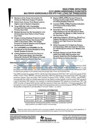 SN74LVT8986PM datasheet - 3.3-V LINKING ADDRESSABLE SCAN PORTS MULTIDROP-ADDRESSABLE IEEE STD 1149.1 (JTAG) TAP TRANSCEIVERS