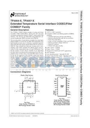 TP3057-X datasheet - Extended Temperature Serial Interface CODEC/Filter COMBO Family