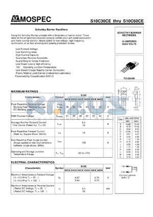 S10C30CE datasheet - Schottky Barrier Rectifiers