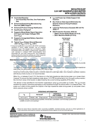 SN74LVTH125-EP datasheet - 3.3-V ABT QUADRUPLE BUS BUFFER WITH 3-STATE OUTPUTS