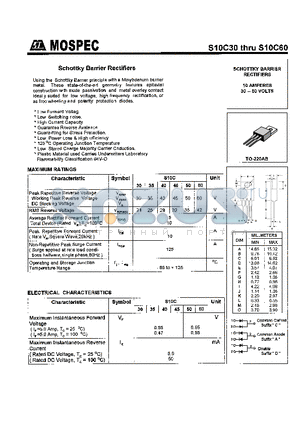 S10C35 datasheet - SCHOTTKY BARRIER RECTIFIERS(10A,30-60V)